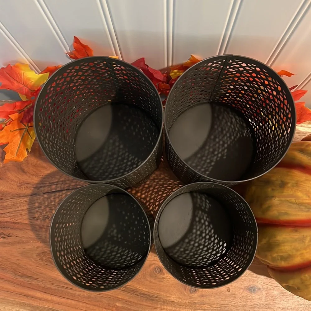 World Market Metal Candle Lattice Lanterns 4 Piece Set